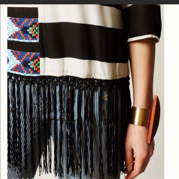 Anthropologie Embroidered Fringe Top - Picture 3 of 5